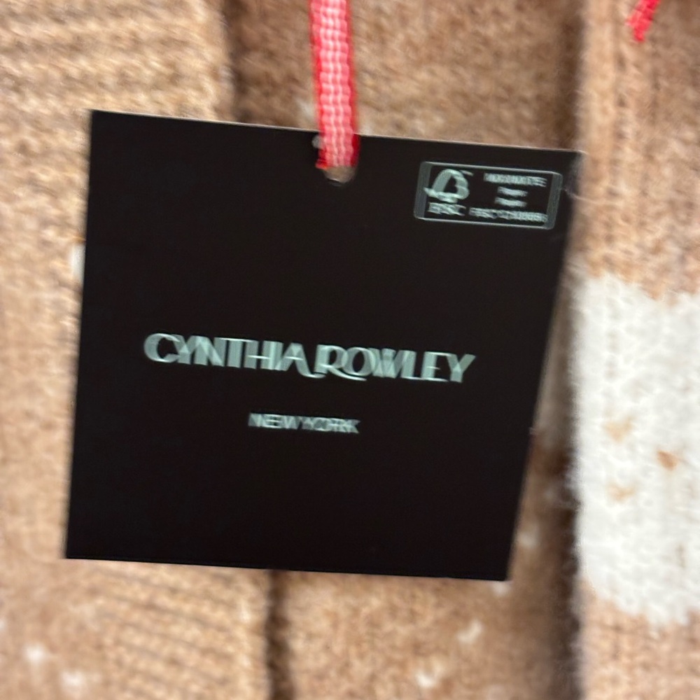 NWT Cynthia Rowley Heart Argyle Patterned Camel Brown Sweater - S - Picture 6 of 7